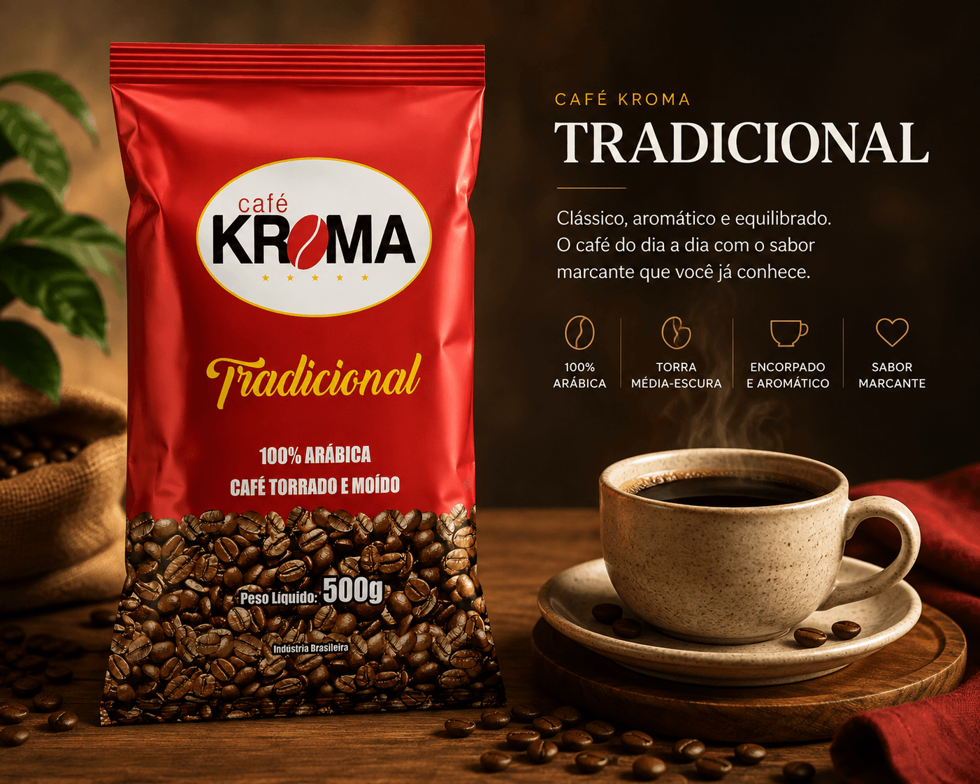 Café Torrado e Moído Kroma Tradicional 500 g